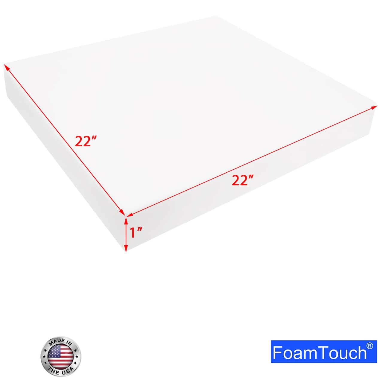 FoamTouch® 1" x 22" x 22" High Density Upholstery Foam